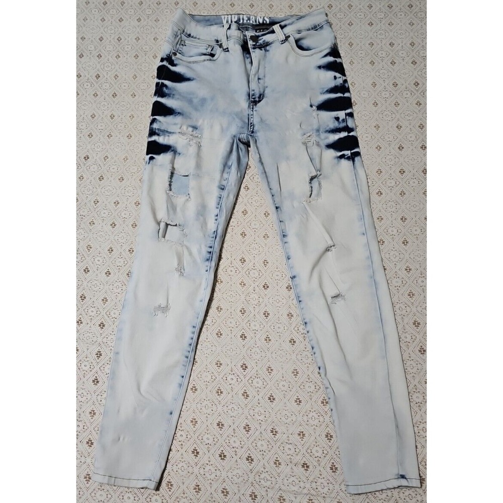 vip jeans juniors size 13/31 30x27.5 distressed tie dye lightweight stretch